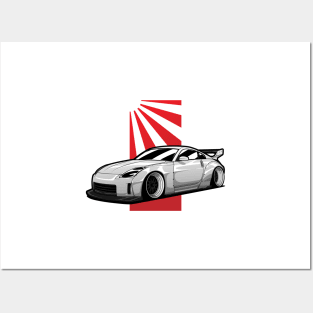 Silver 350Z Fairlady Z widebody JDM Posters and Art